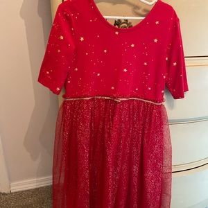 Hanna Anderson red and gold tulle dress
